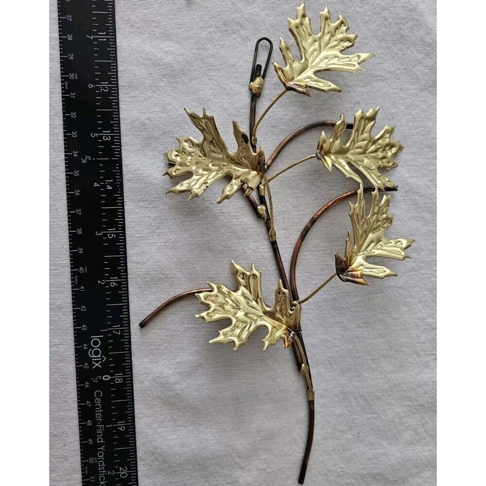 Home Interiors Oak Leaf Branches Metal Wall Hangings HOMCO Set Of 2 Vintage MCM - Picture 4 of 6